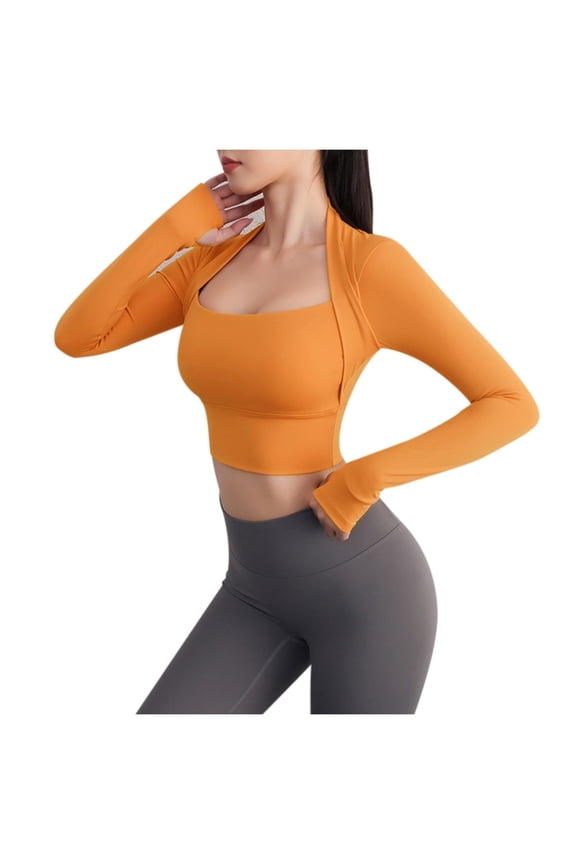 Women's Sportswear Long Sleeve Yoga T-Shirt with Built-in Pads Sexy Comfortable Flesh Shielding Activewear for Workout