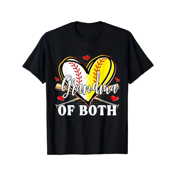 Women's Sporty Baseball Softball Heart Grandma T-Shirt