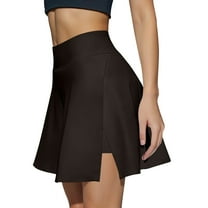 Women's Sporty High Waist Pleated Skirt with Built-in Shorts - Stretchy Yoga Skirt for Gym, Running, and Active Casual Wear,Black L