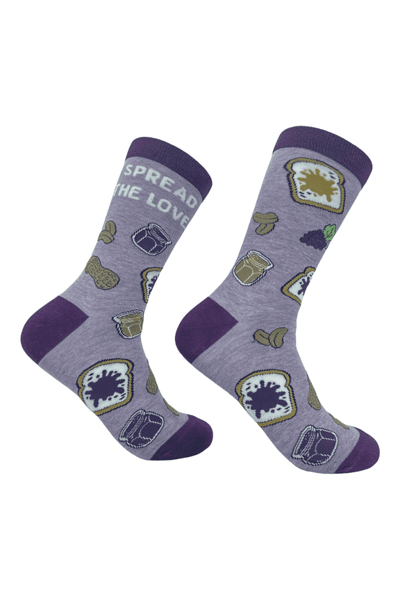 Women's Spread The Love Socks Funny Peanut Butter Jelly Sandwich Novelty Footwear