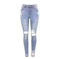 thumbnail image 1 of Women's Spring And Summer Holes Tight Fitting Fashion Light Colored Jeans, 1 of 4