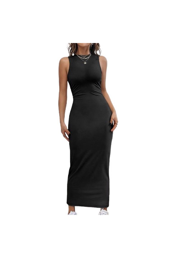 Women's Spring And Summer Long Style Spicy Girl High Elasticity Solid Color Women's Skirt Dress