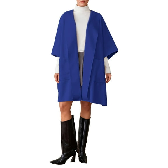 Women's Spring Autumn Casual Cardigan Coat Solid Color Open Front Hooded Outerwear with Pockets