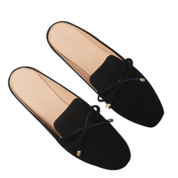 Women's Spring Autumn Closed Toe Flat Mule Shoes with Bow Design