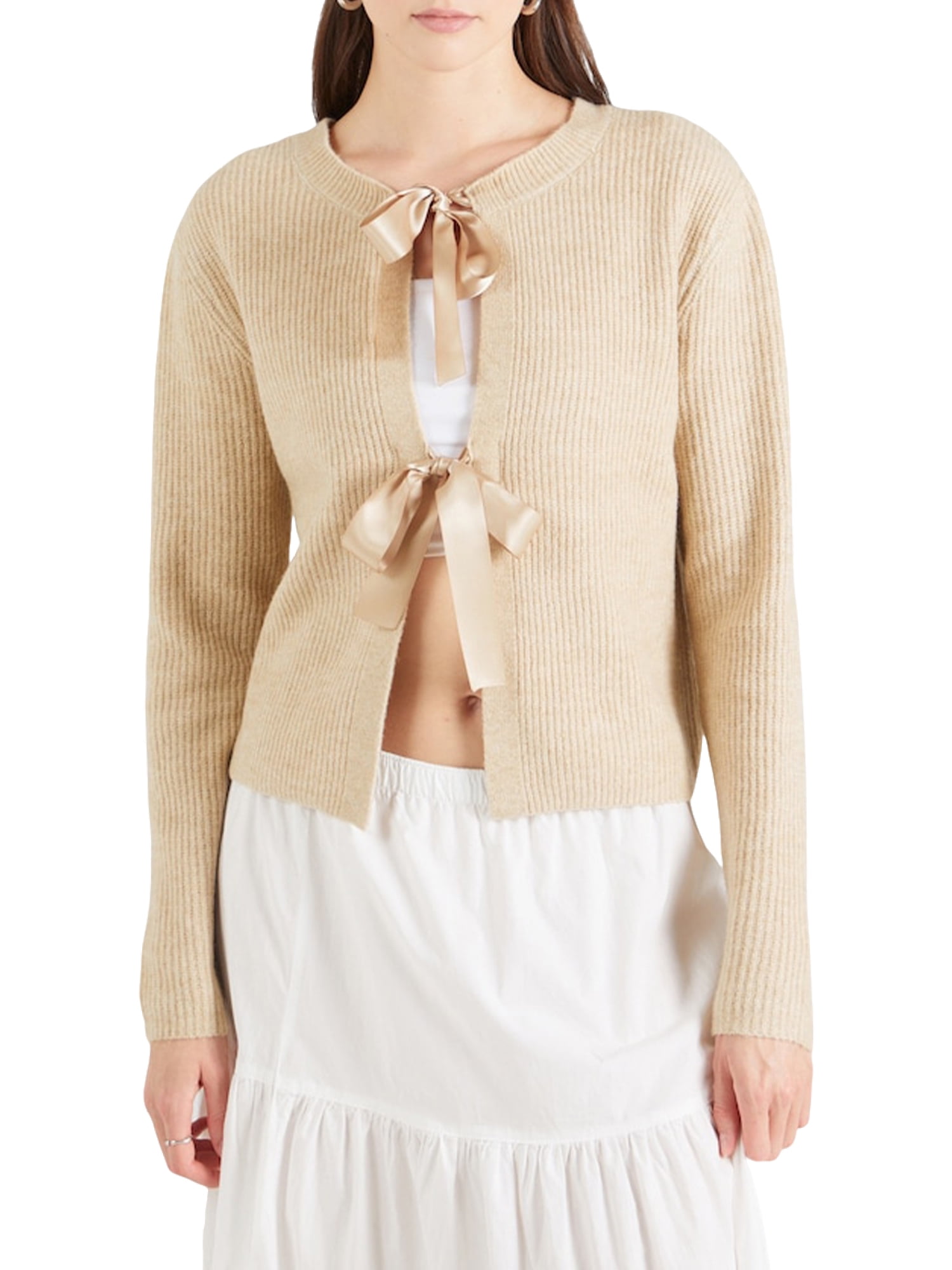 Jodie Knit Back Satin Bow Wide Neck Relaxed Sweater
