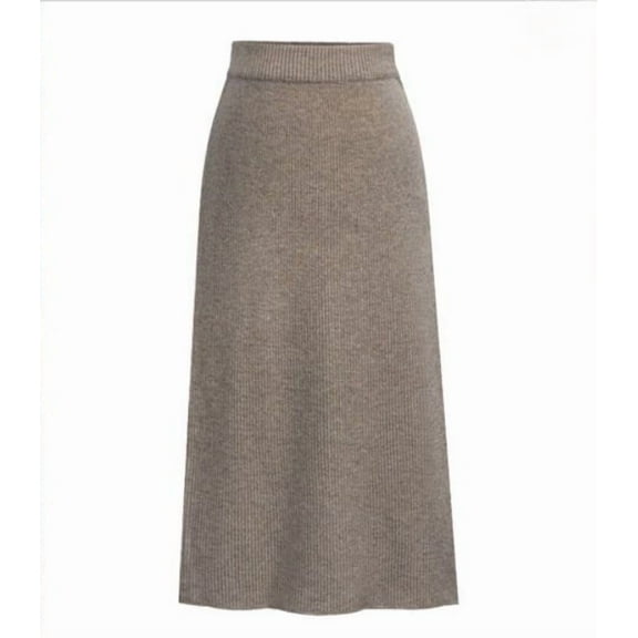 Women's Spring Autumn Knitted Casual Pencil Midi Skirt High Waisted with Slits Elegant Office Skirts