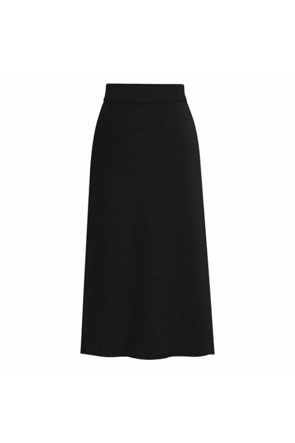 Women's  Spring Autumn Knitted Casual Pencil Midi Skirt High Waisted with Slits Elegant Office Skirts