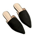 thumbnail image 1 of Women's Spring Autumn Solid Suede Pointed Toe Flat Mule Shoes, 1 of 4