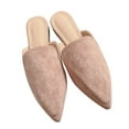 thumbnail image 1 of Women's Spring Autumn Solid Suede Pointed Toe Flat Mule Shoes, 1 of 4