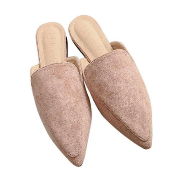 Women's Spring Autumn Solid Suede Pointed Toe Flat Mule Shoes