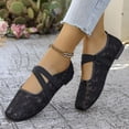 thumbnail image 1 of Women's Spring Ballet Style Flat Pumps Open Toe Lace Up Design Soft Sole Lightweight Comfortable Elegant Casual Shoes For Daily All Day Wear Black 37, 1 of 9