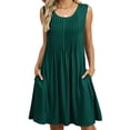 thumbnail image 1 of Women's Spring Crew Neck Sleeveless Printed Flowy A-Line Sundress with Pockets Casual Midi Dress, 1 of 7