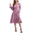 thumbnail image 1 of Women's Spring Dress, Long Sleeve Mini Tunic Casual V Neck Wedding Guest Dresses, 1 of 7