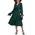 thumbnail image 1 of Women's Spring Dress, Long Sleeve Mini Tunic Casual V Neck Wedding Guest Dresses, 1 of 7