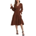 thumbnail image 1 of Women's Spring Dress, Long Sleeve Mini Tunic Casual V Neck Wedding Guest Dresses, 1 of 7