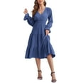 thumbnail image 1 of Women's Spring Dress, Long Sleeve Mini Tunic Casual V Neck Wedding Guest Dresses, 1 of 7