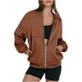 thumbnail image 1 of Women's Spring Fall Casual Long Sleeve Hoodie-Free Zipper Closure Dual Functional Pockets Casual Jacket Coat for Daily Casual Outfits, 1 of 5