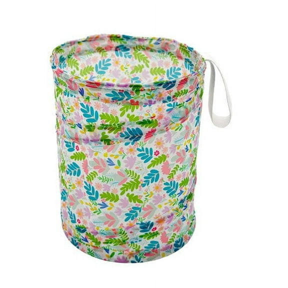 Women's Spring Floral Print Univeral Collapsible Bucket Hanging Trash Can for Cars