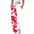 thumbnail image 1 of Women's Spring High Waisted Sweatpants Drawstring Joggers Cinch Bottom Cute Graphic Printed Pants Workout Trousers(White,L), 1 of 2