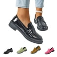 thumbnail image 1 of Women's Spring New Mary Loafers - Thick Sole Preppy British - Leather Shoes Black, 1 of 4