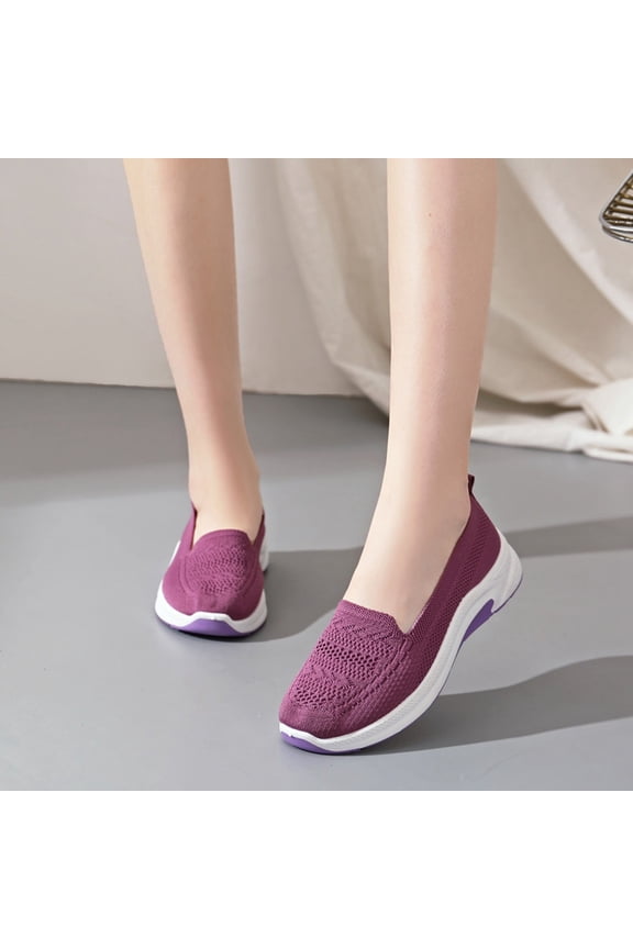 Women's Spring New Mesh Casual Shoes: Breathable, Lightweight Slip-On Walking Sneakers with Comfortable Soft Soles—Fashionable Loafers for Daily Walking and Outdoor Activities Purple 38