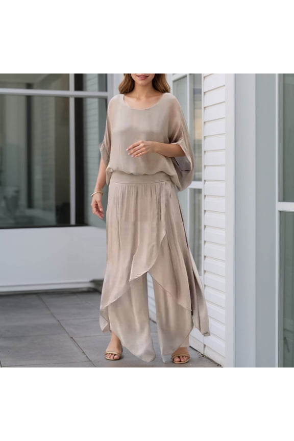 Women's Spring New Temperament Chiffon Solid Color Loose Irregular Fashion Trouser Suit Pants for Women High Waist Ruffle Overlay Strapless Jumpsuit plus Size Snow Bibs Women Dressy Jumpsuits for