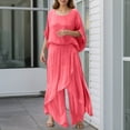thumbnail image 1 of Women's Spring New Temperament Chiffon Solid Color Loose Irregular Fashion Trouser Suit Women Pantsuits for Work Women Snowsuit Winter Gear Women Women's Suits for Work Women Sweat Suits Womens, 1 of 5