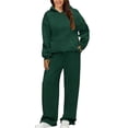thumbnail image 1 of Women's Spring Oversized Sweatsuit Set Long Sleeve Hoodie with Wide Leg Sweatpants Casual Fall Winter Lounge Travel Outfit 2026 Dark Green 2XL, 1 of 2