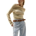 thumbnail image 1 of Women's Spring Solid Color Long Sleeve Off Shoulder Slim Knitwear, 1 of 9