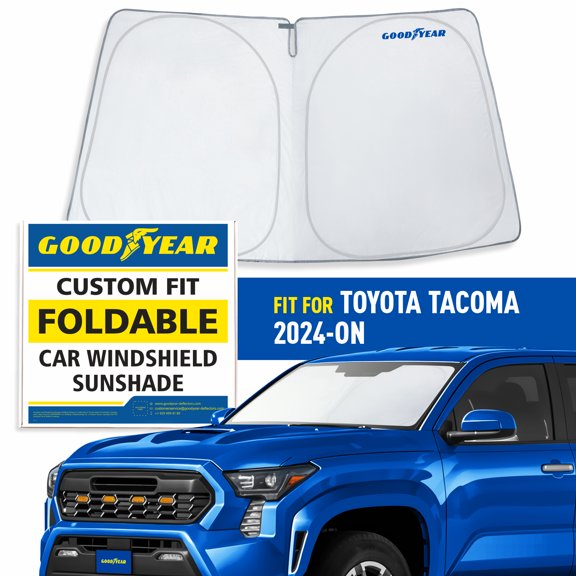 Goodyear Foldable Windshield Sunshade for Toyota Tacoma 2024-2026, Truck car Accessories, Sunshade Cover, Sun Shade Car Windshield, Window Sun Blocker - GY008363