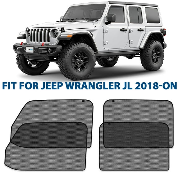 CLIM ART Magnetic Car Window Shades for Jeep Wrangler JL 2018-2026 – Custom-Fit Sun Blocker Curtains, Side Window Covers, Essential Car Accessories for Camping, Baby, and Privacy Protection - MS0272