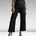 thumbnail image 1 of Women's Spring And Summer Casual Comfortable Jeans Washed Stretch Flared Wide Leg Pants Dress Leggings Women Jean Pajama Pants Women Mom Jean Womens Jean Leggings Denim Womens Pants with Pockets on, 1 of 5