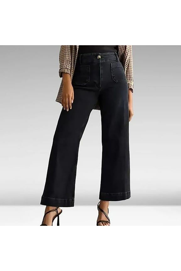 Women's Spring And Summer Casual Comfortable Jeans Washed Stretch Flared Wide Leg Pants Dress Leggings Women Jean Pajama Pants Women Mom Jean Womens Jean Leggings Denim Womens Pants with Pockets on