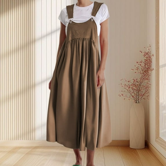 Women's Spring/Summer Casual Linen Strap Dress Juniors plus Size Rompers 4x Yoga Jumpsuits for Women Dressy Pantsuits for Women Lack Jumpsuit Knit Jumpsuit Women Maternity Rompers And Jumpsuits Romper