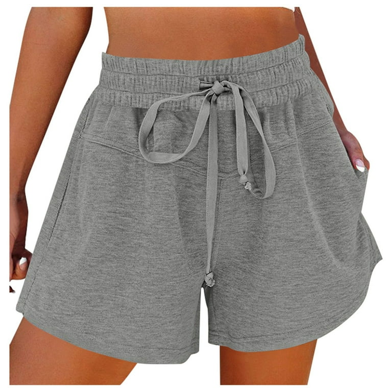 Women s Spring Summer Fashion Tie Up Pocket Solid Color Casual Shorts For Sports And Leisure Breathable Stylish Walmart