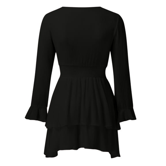 Women's Spring Summer Floral Print Knot Front Mini Dress - V Neck Puff Sleeve A-Line - Beach/Party Wear - S-XL