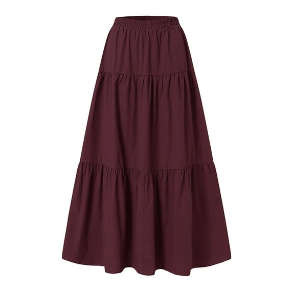 Women's Spring/Summer High Waist Cotton Linen Skirt - Pleated Loose Swing Half Length
