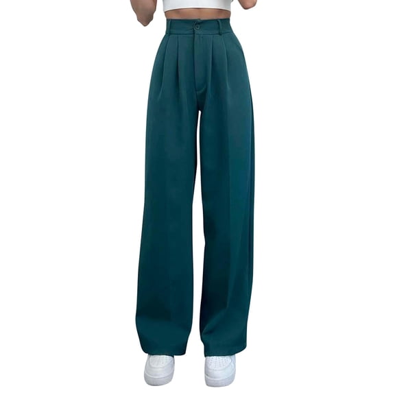 Women's Spring/Summer High Waist Straight Leg Solid Color Casual Pants