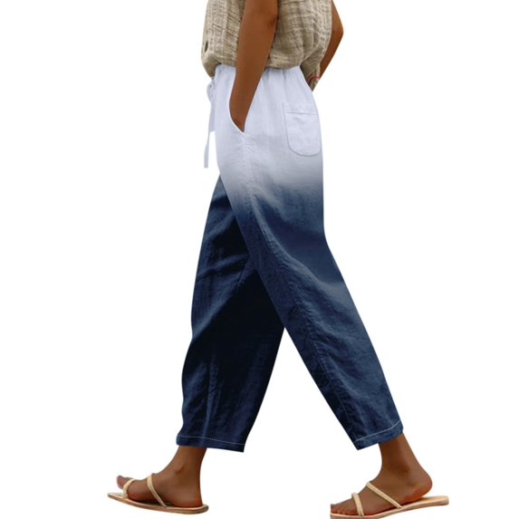 Women's Spring & Summer Light Breathable Loose Casual Linen Trousers - High Waist, Pockets, Suitable for Many Occasions