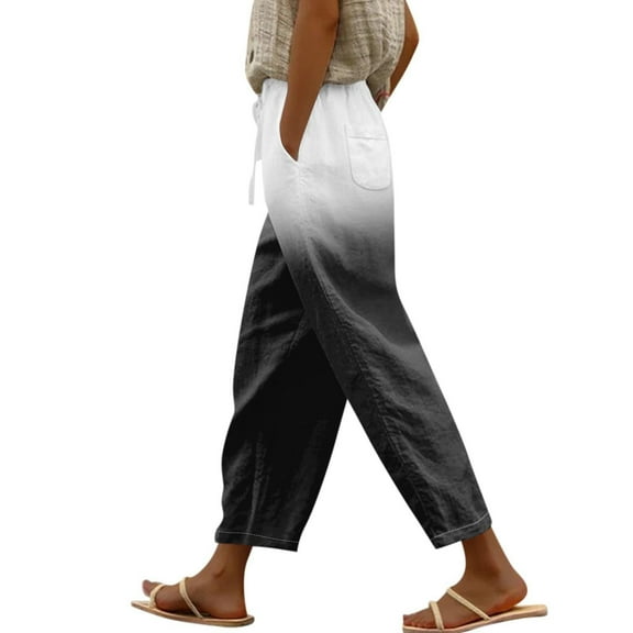 Women's Spring & Summer Light Breathable Loose Casual Linen Trousers - High Waist, Pockets, Suitable for Many Occasions