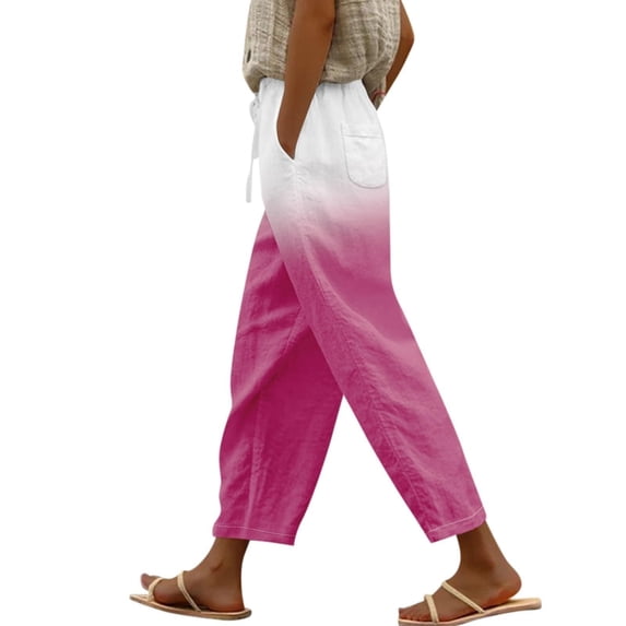 Women's Spring & Summer Light Breathable Loose Casual Linen Trousers - High Waist, Pockets, Suitable for Many Occasions