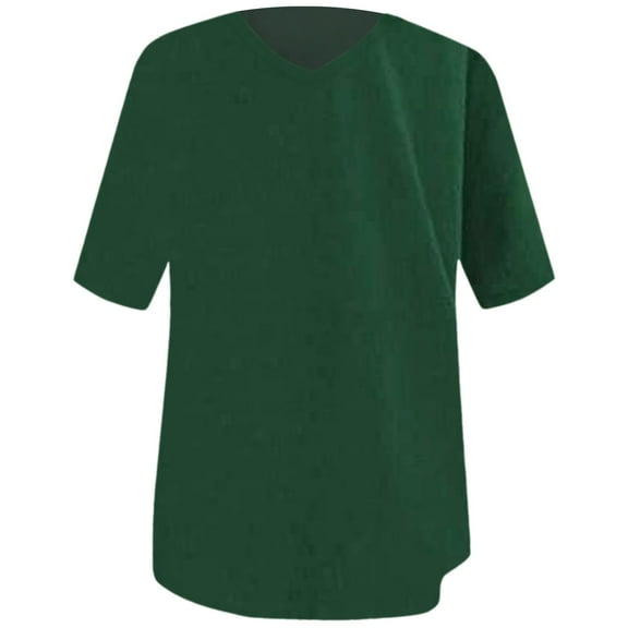 Women's Spring/Summer Loose Half Sleeve V Neck Cotton Tunic Top - Polyester/Spandex - US 4-20 Sizes, Casual Occasions