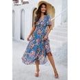 thumbnail image 1 of Women's Spring/Summer New Elegant Printed Waist-Slimming Short-Sleeve Chiffon Dress, 1 of 5