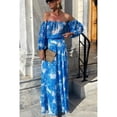 thumbnail image 1 of Women's Spring/Summer New Off-Shoulder Printed High-Waisted Elegant Dress, 1 of 5