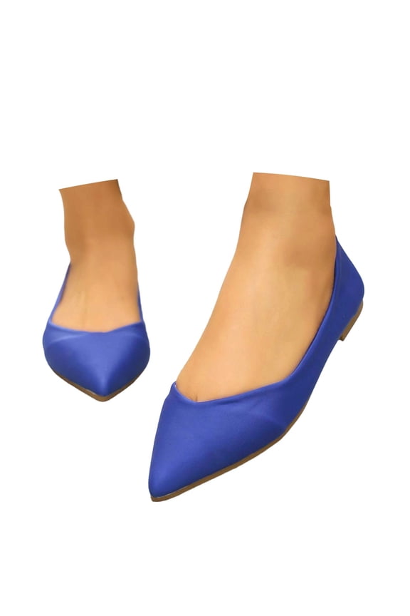Women's Spring and Summer Pointed-Toe Flat Shoes with Low Kitten Heels Low-Cut Soft-Sole Comfortable Classic Fashionable Casual Shoes Suitable for Office Wear,Blue,40
