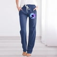 thumbnail image 1 of Women's Spring Summer Print Lace Up Pocket Baggy Wide Legged Nine Minute Casual Pants Women Casual Pants Outfits Casual Pants Women High Waist And Track Pants Women Casual Pants Petite Dress Pants for, 1 of 3