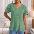 thumbnail image 1 of Women's Spring Summer Solid Color V Neck Short Sleeve Casual T Shirt Top Womens Solid T Shirts Short Sleeve Athletic Top Football Shirt Women Casual Short Sleeve Tops Women Womens Oversized Tee, 1 of 7