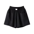 thumbnail image 1 of Women's Spring Summer Solid Cotton Li Nen Shorts With Split Pocket Casual Pants, 1 of 3