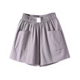 thumbnail image 1 of Women's Spring Summer Solid Cotton Li Nen Shorts With Split Pocket Casual Pants, 1 of 3