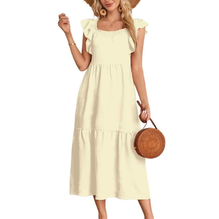 Apricot Off-Shoulder Ruffled Summer Dress Apricot Off-Shoulder Ruffled Summer Dress